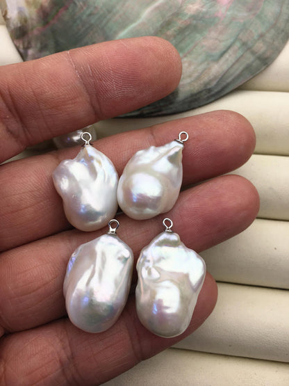 1 pair AAA 14-16x19-23mm White Flameball Pearl Pairs - large Baroque freshwater pearl pairs,FL15-3A-8-6