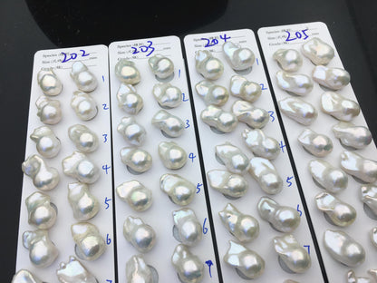 AAA 13-15x18-22mm White Flame ball Pearl Pairs - large Baroque freshwater pearl pairs,top half hole,FL15-3A-8-78