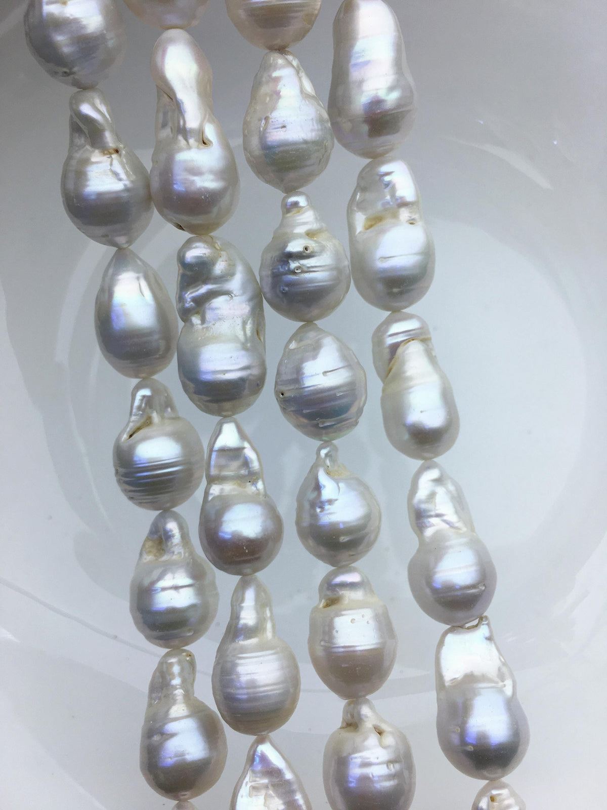 15.5'' AA 12-14mm white long flame ball pearl,FL15-2A-5-71