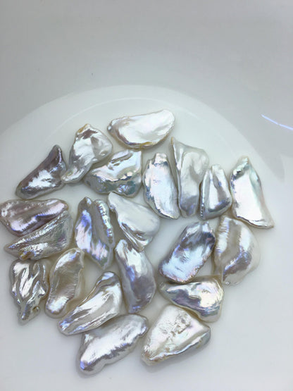 10pcs AAA 14-19mm white thick biwa keshi Freshwater Pearls, no hole,ZS-80-1-39