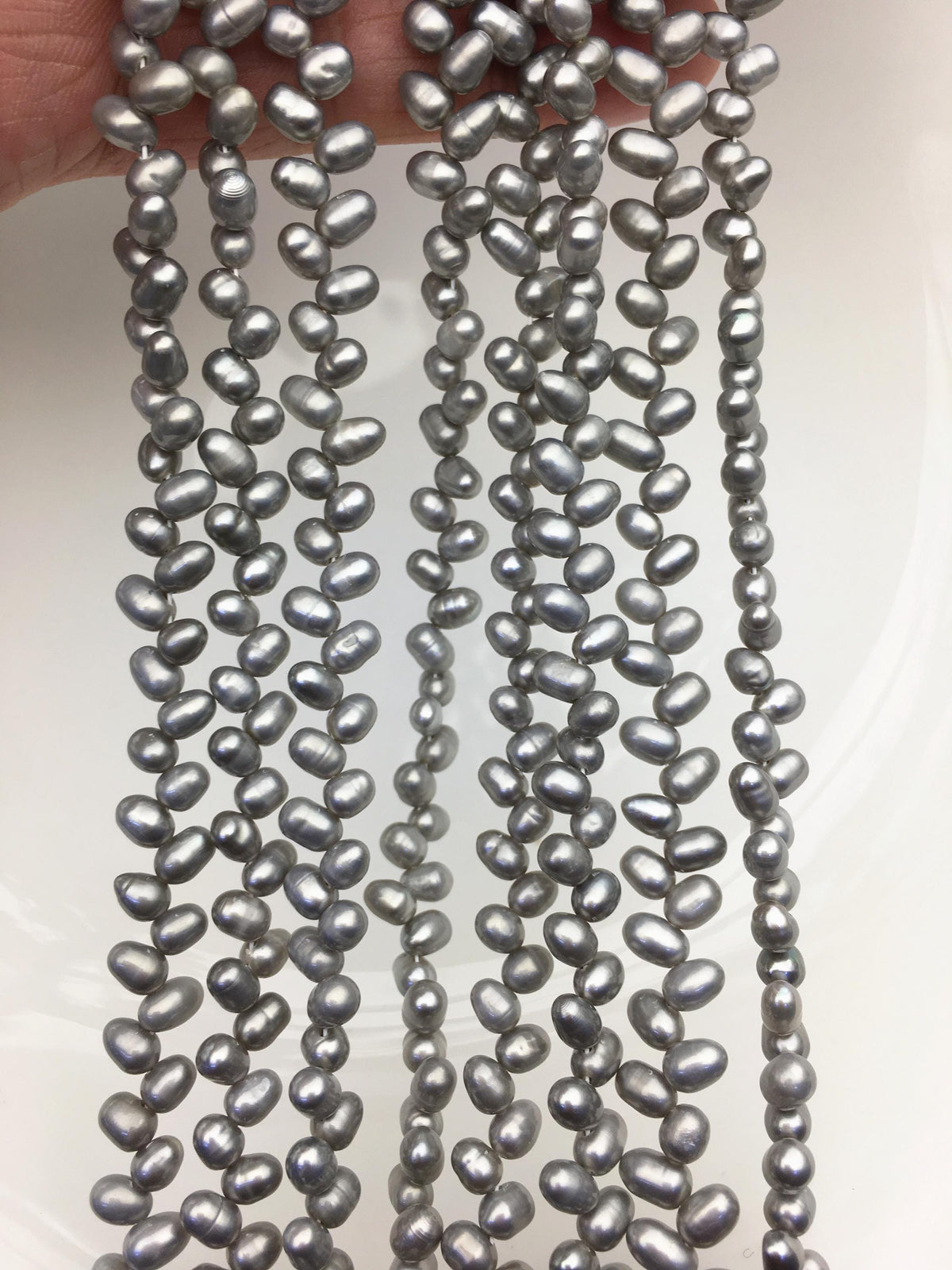 AA+ 4-4.5mm gray rice pearls,full strand,oval loose pearl beads,diy pearl,genuine pearl,Cultured pearl,diy pearl beads,LR4-T7