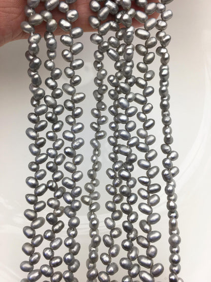 AA+ 4-4.5mm gray rice pearls,full strand,oval loose pearl beads,diy pearl,genuine pearl,Cultured pearl,diy pearl beads,LR4-T7