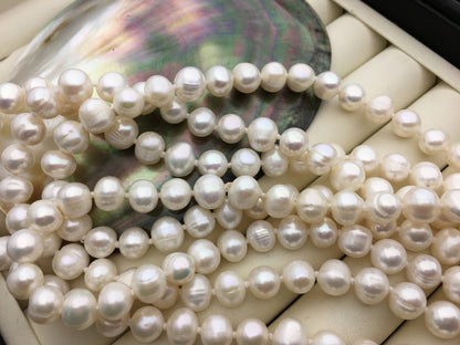 58'' 8mm white potato Freshwater Pearl Necklace,NPN1-049