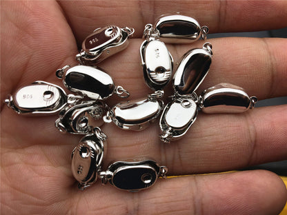 925 Sterling Silver or Alloy plated white gold Bean Shaped Clasp,Easy Push Clasp for pearl bracelet necklace,DIY clasp,ASL-CL-008