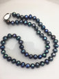 18'' AA+ 7.3-8mm green black near round pearl Necklace,Pearl necklace,NPN1-008