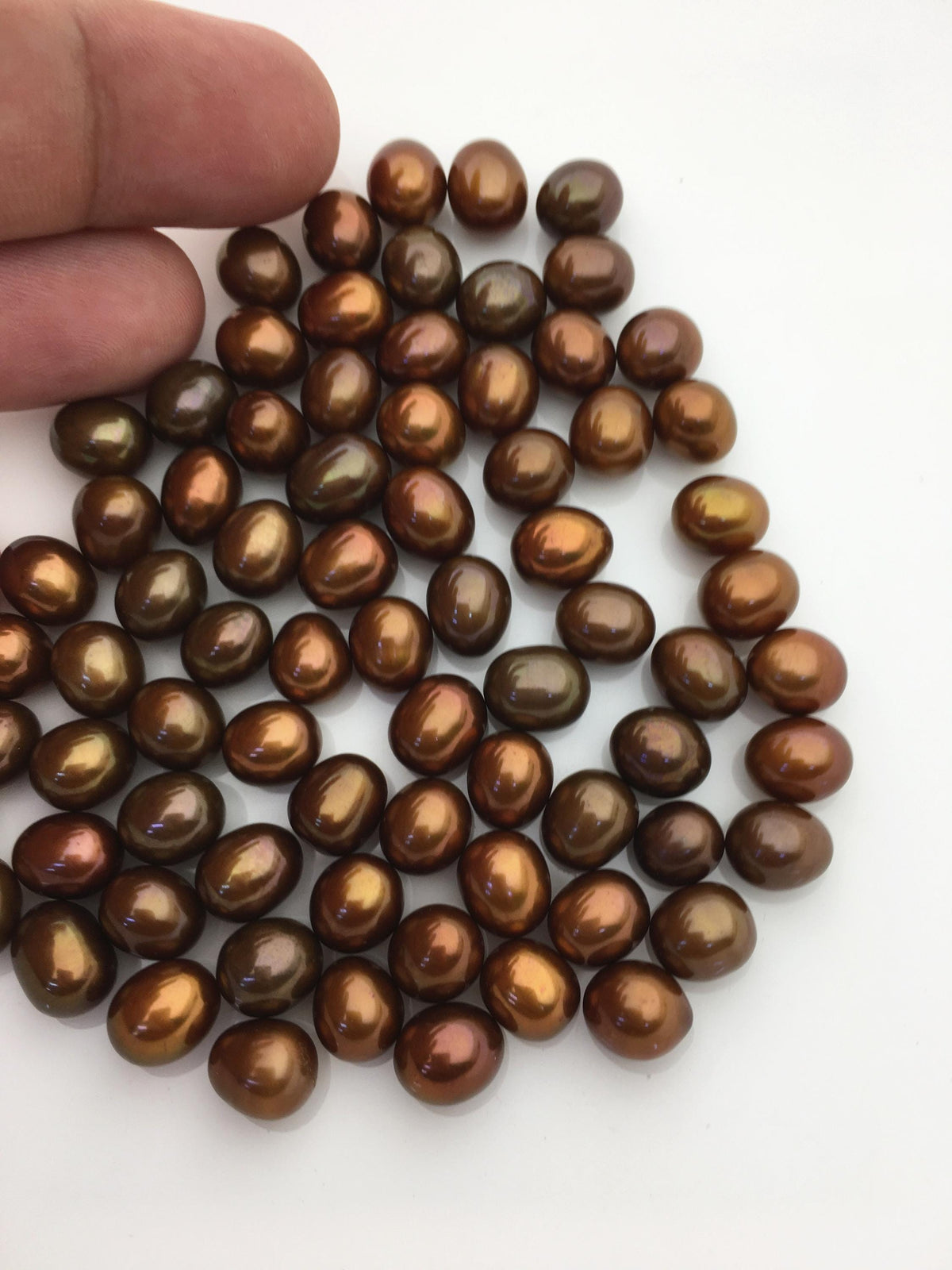 20pcs AAA 7.5-8mm brown rice freshwater pearls,no hole,brown oval pearl,for make dangle pearl earrings,LR7-T10