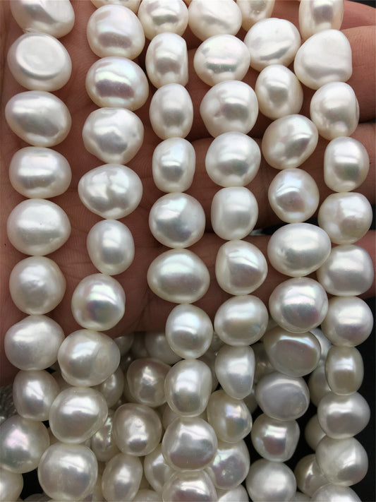 AAA 11-12mm white nugget freshwater pearls,full strand,white baroque pearl,irregular pearl,pearl wholesale supply China, LM11-3A-1