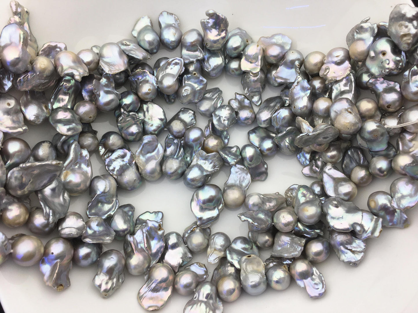15.5'' A 12-15mm gray flame ball pearl,FL15-2A-5-57