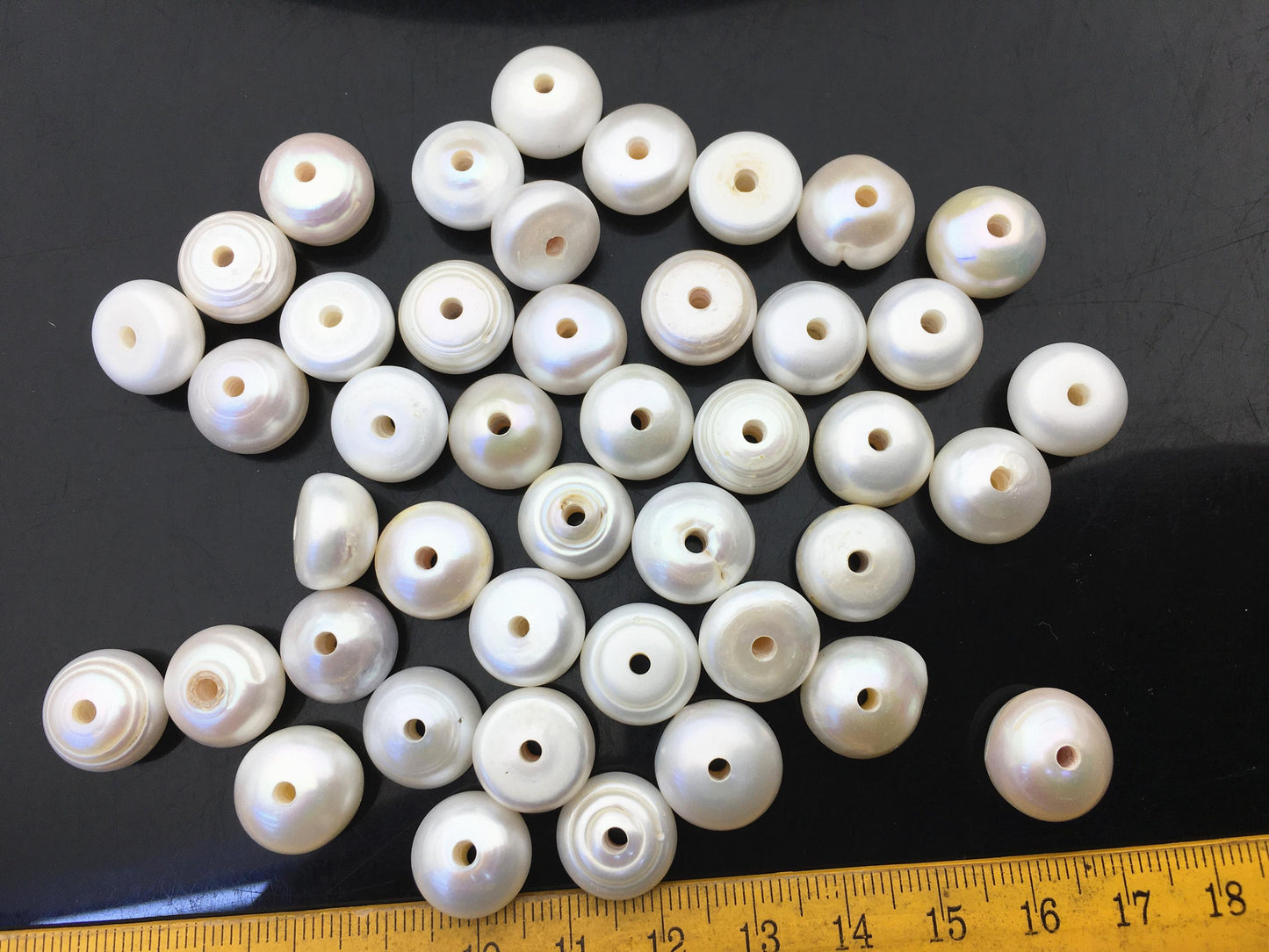 20pcs Very Big AA 13-14mm white button freshwater pearls,2.2mm large hole,Rondelle pearl Beads,pearls for leather,SM13-2A-6