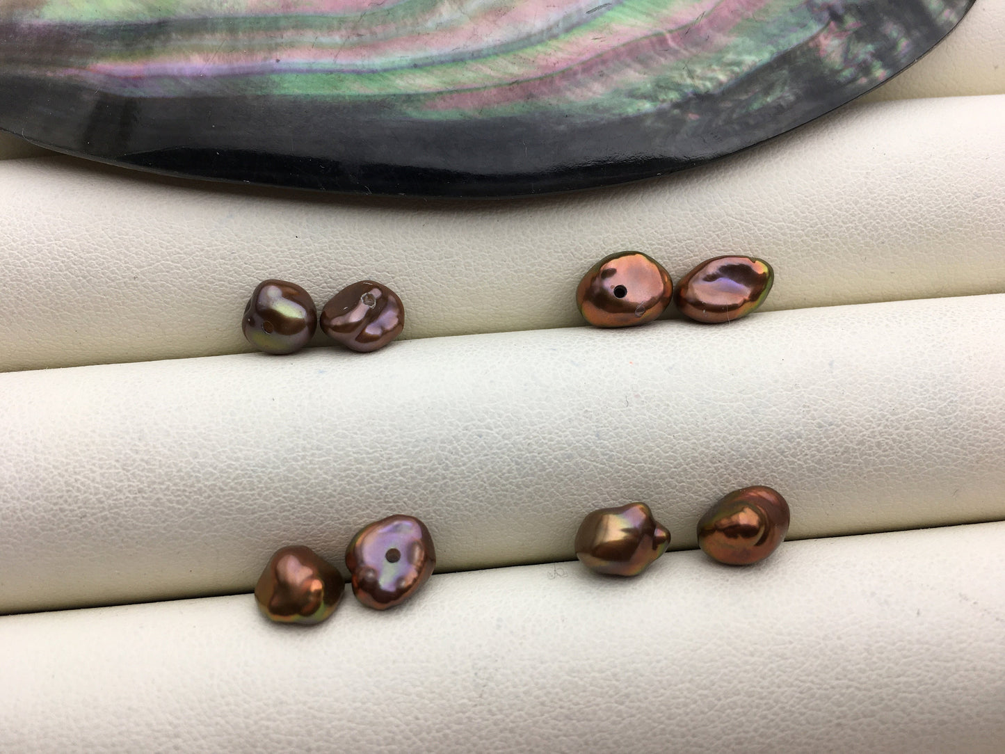 2 pairs AAA 6-7mm Brown keshi pearls Pair,for make stud earrings,ZS-127-38