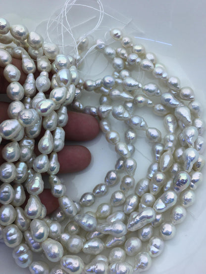 AA+ 7-9mm white baroque drop Edison Freshwater Pearl,ED12-2A-5-40