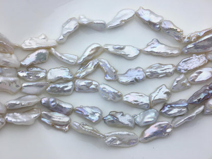 AAA 10-12mm white Thick Keshi Biwa Pearl Necklace,ZS-200-120-17