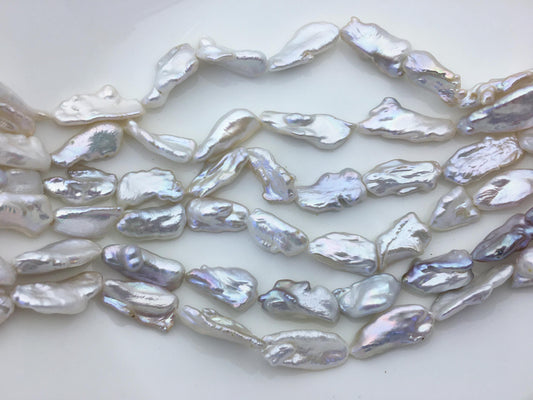 AAA 10-12mm white Thick Keshi Biwa Pearl Necklace,ZS-200-120-17