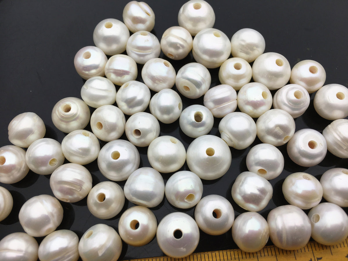 20pcs AA 11.5-12.3mm white Rondelle freshwater pearls,2.2mm large hole,SM11-2A-1