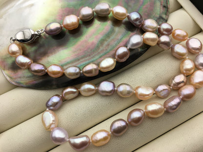 17.5'' AA+ 8mm Mix Color Nugget Pearl necklace,white pink purple freshwater pearl necklace, NPN1-100