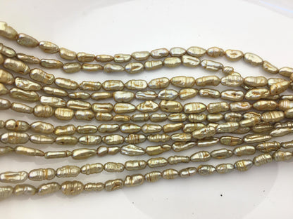 AA 5-6mm brown yellow toothpick Biwa Pearl Necklace,Genuine Fresh Water Pearl,Wedding Necklace,Mothers Day,ZS-80-10-19
