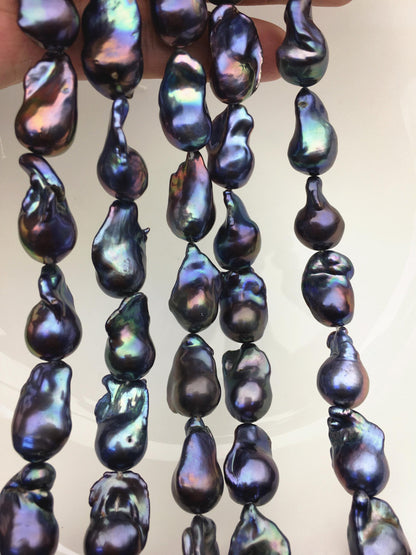 15.5'' AAA 12-15mm Black Green Blue Rainbow flame ball pearl,FL15-3A-7-16