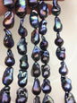 15.5'' AAA 12-15mm Black Green Blue Rainbow flame ball pearl,FL15-3A-7-16