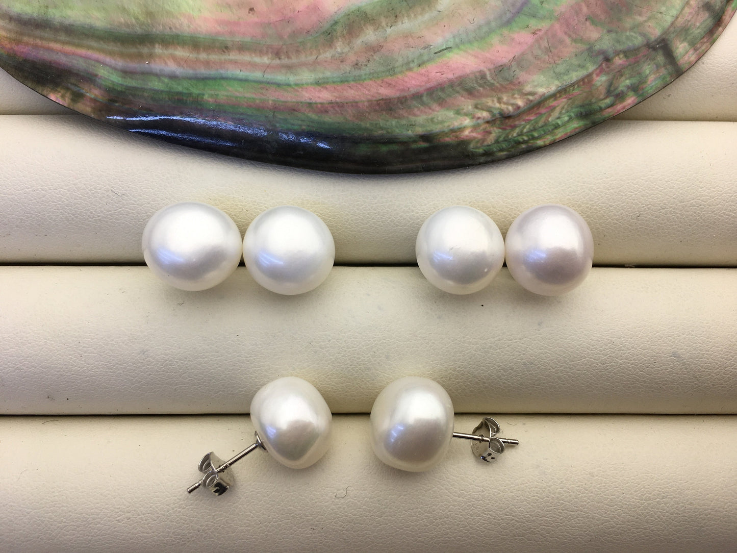 2 pairs AA+ 11.5-12mm White Nugget baroque pearl stud earrings - Freshwater Pearls earrings - SE1-069-2