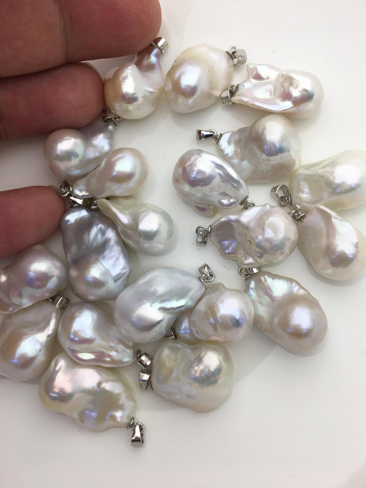 20% OFF 3pcs AAA 12-16mm White baroque pearl pendant necklace,S925 Sterling silver pendant,NC1-041-5