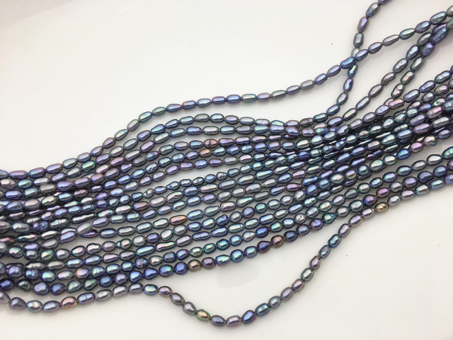 AAA 3-3.5mm black blue rainbow rice pearls,full strand,oval loose pearl beads,diy pearl,ultured pearl,diy pearl beads,LR3-3A-37