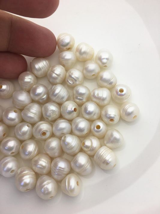 30pcs AA 10.2-11.2mm white teardrop freshwater pearls,2.2mm large hole,LR11-T5