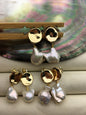 AAA Natural White Flameball baroque freshwater pearl stud earrings,wedding pearl earrings,SE3-131-89