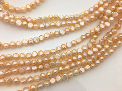 AA+ 6-6.5mm peach nugget freshwater pearls,irregular nugget freshwater pearl strand,cheap price,pearl factory china,LM6-T4