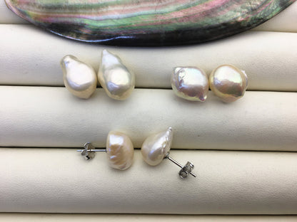2 pairs AA+ 10-11mm White nugget pearl dangle earrings,S925 sterling silver,wedding pearl earrings,SE3-T65