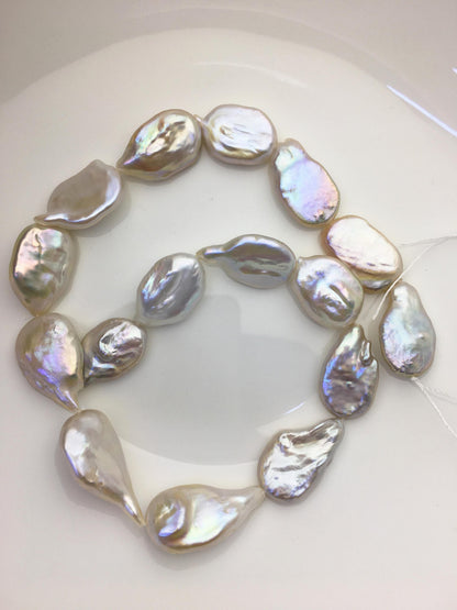 AA+ 14-17mm natural white overtone ellipse coin freshwater pearls,diy bead,flat block pearl bead,ZS-103-21