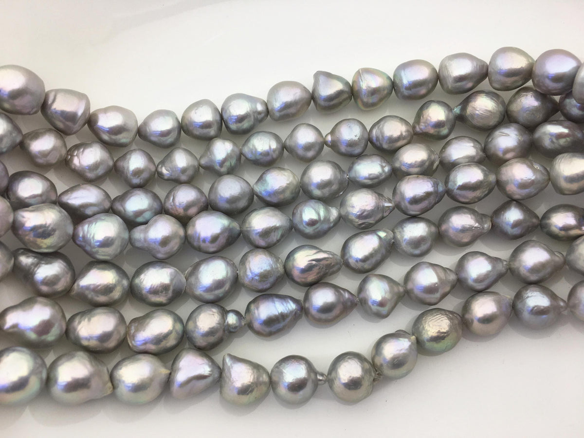 AA+ 10-12mm gray baroque drop Edison Freshwater Pearl,ED12-2A-5-2