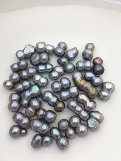 35pcs AA+ 9-11mm gray baroque freshwater pearls, 2.2mm large hole,ZS-T47