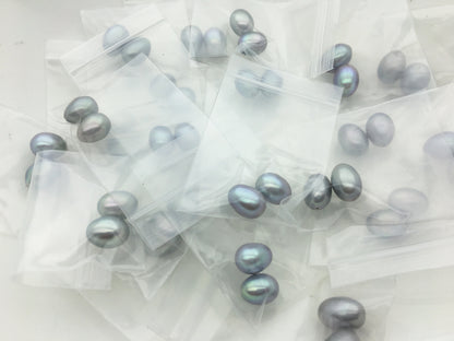 AAA 8.5-9.3mm Gray LONG rice freshwater pearls,tear drop pearl,dangle pearl earrings,white rice pearls, custom hole,LR9-3A-14