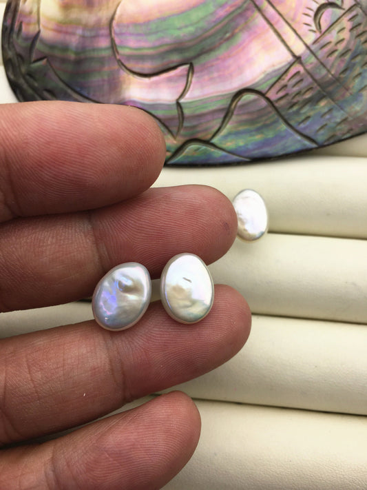 1 pair AAA 10-11mm White Ellipse Fresh Water pearl stud earrings,S925 Sterling Silver,dangle pearl earrings,SE3-T71