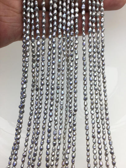 AAA 2.5-3mm gray nugget seed pearls,irregular nugget freshwater pearl strand,cheap price,pearl factory china,LM2-3A-20