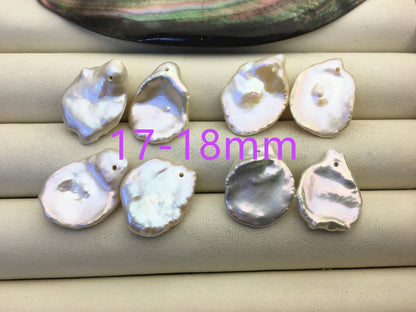 1 pair AAA 10-20mm White keshi Freshwater Pearl White loose Beads Pair,wholesale,0.9mm top side hole,ZS-103-37-54