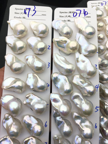 1 pair AAA 14-18x20-28mm White Flameball Pearl Pairs,Baroque Cultured Freshwater Pearl,0.9mm top ahlf hole,flameball pearls,FL15-3A-8-44