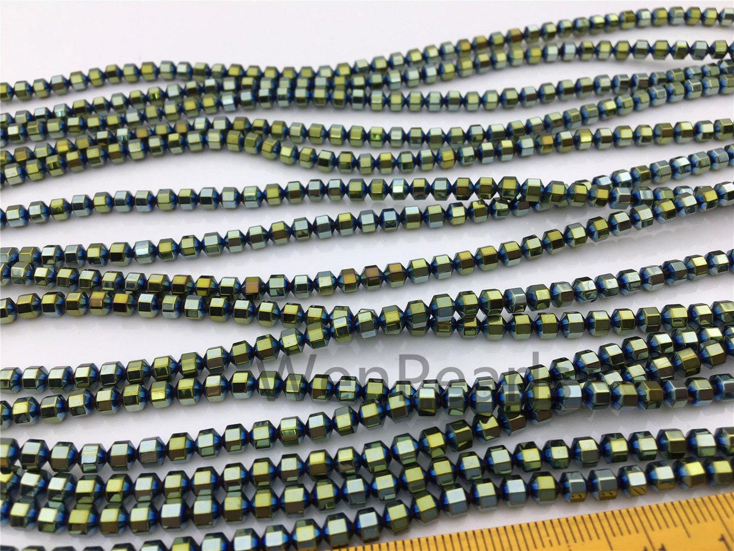 Hematite Green,faceted hexagon beads,AAA, 102 beads,15.5 inches,G50-OTH4-002-1