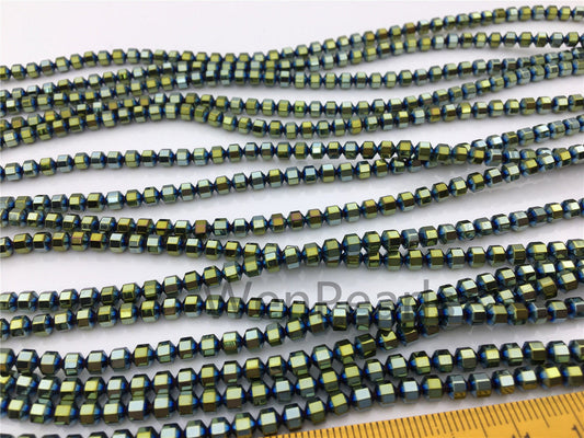 Hematite Green,faceted hexagon beads,AAA, 102 beads,15.5 inches,G50-OTH4-002-1