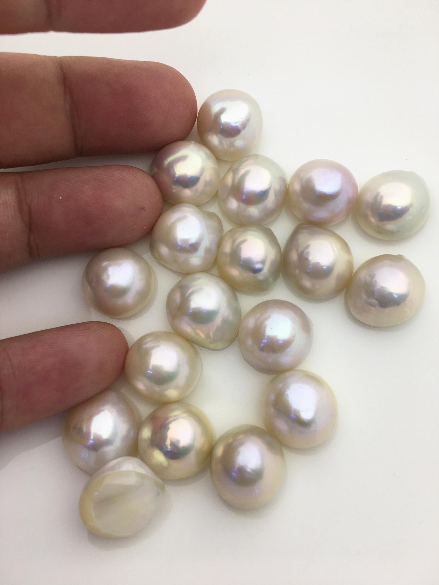 18pcs AAA 14-15mm white Baroque Mabe Freshwater Pearls,no hole,MB-T15
