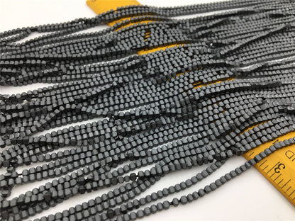 Hematite Gray Scrub beads ,2mmx2mm cube square Beads,AAA, 15.5 inches,G50-CU22-006-5