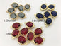 5pcs 11.5x19mm Charcoal/Blue/Red Glass Ellipse Oval faceted Connector,Brass plated 14k gold,glass connector loop gold tone,ACC-GL-006
