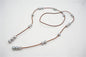 10mm Gray Freshwater Pearl and Leather Lariat Long Necklace,Tan Leather Pearl necklace, Leather pearl, Le5-006