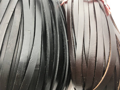 7-8mmx2mm Flat Black/coffer Color Leather Cord,Select Length,Wholesale Jewelry Supplies,Distressed Matte Finish,LC7-201