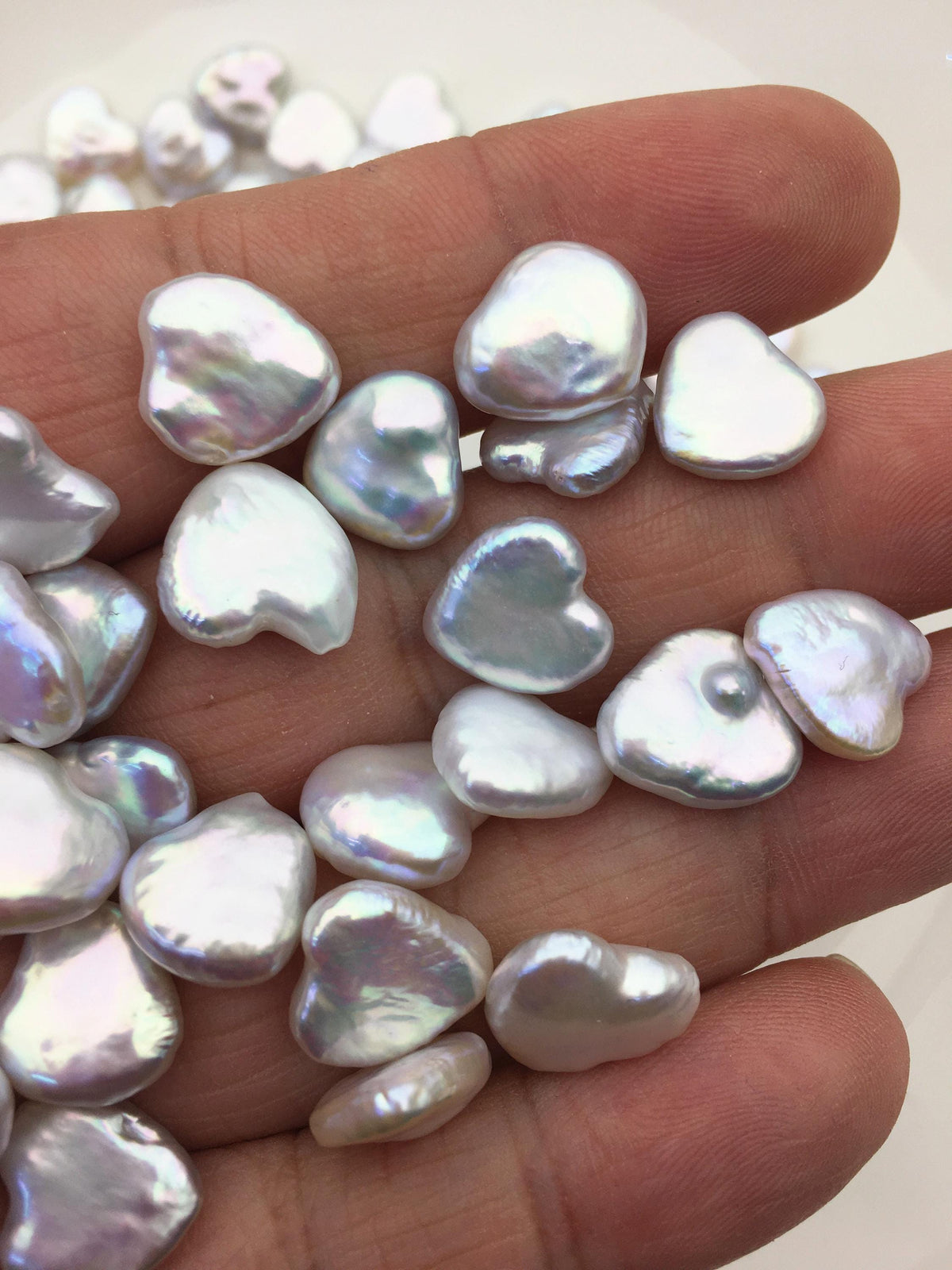 10pcs AAA 11-12mm White heart Shape Freshwater Pearl pair,no hole,ZS-103-19