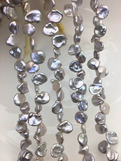 AAA 9-10mm gray Keshi Freshwater Pearls,two-eight top drill hole,ZS-129-69
