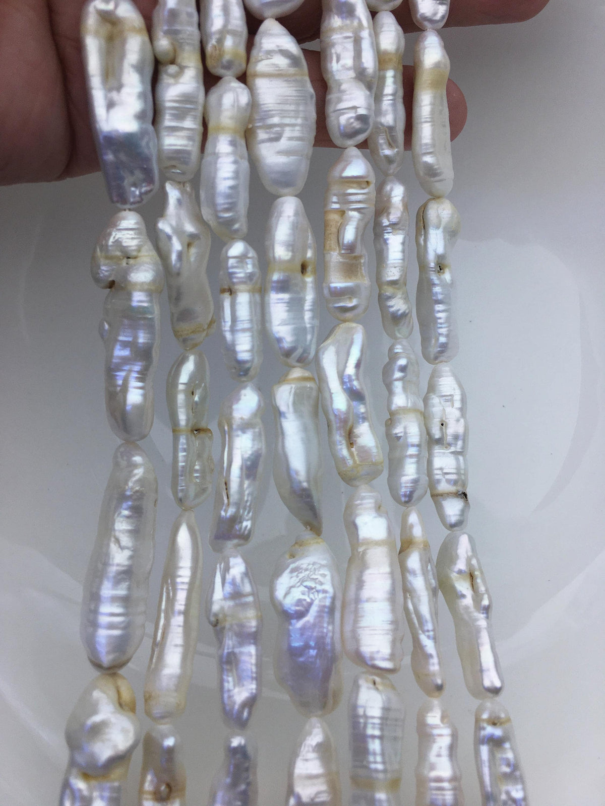 7 strands A 7-11mm white Thick Keshi Biwa Pearl Necklace,ZS-200-120-11