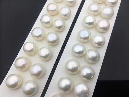 Rare!AAA 12.5-13mm High Luster Thick Skin button freshwater pearls,round button pearl pairs,pearl earring,pearl stud,BTN12-3A-3