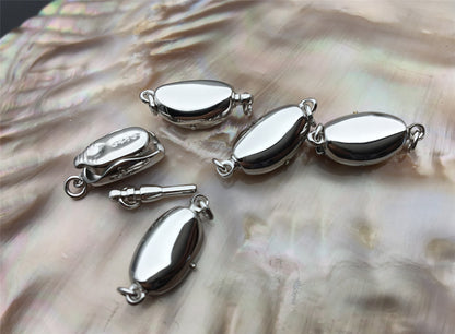 High Quality 925 Sterling Silver white gold Bean Shaped Clasp,Easy Push Clasp for pearl bracelet necklace,DIY clasp,ASL-CL-015