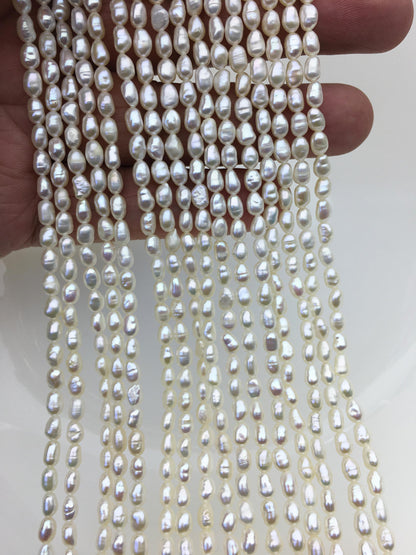 AA 3.5-4x4-6mm white rice freshwater pearls,oval loose pearl beads,genuine pearl,Cultured pearl,diy pearl beads,LR3-2A-4
